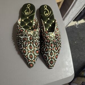 Sam Edelman Green and Red Polka Dot Flats
